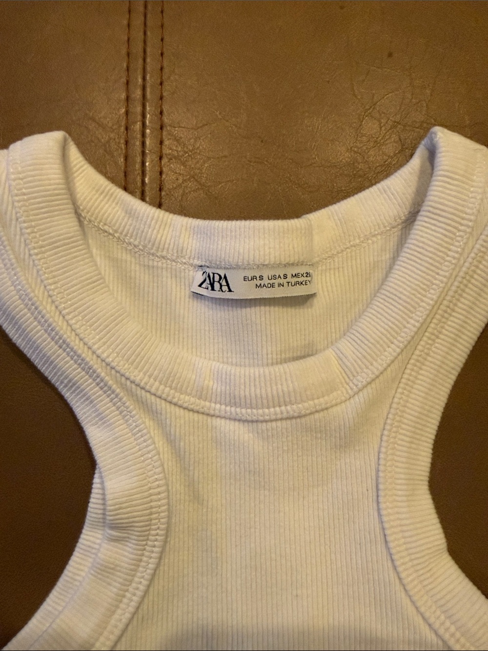 Zara Kids White Ribbed Racerback Tank Top - Picture 2 of 2